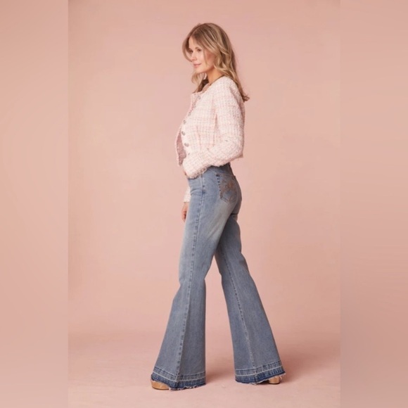 LoveShackFancy | Women’s Boho 70s Kala Flare Jeans Size 30 Rodeo Festival - Picture 4 of 11